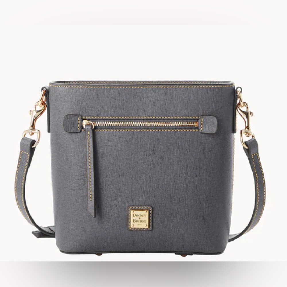 NWOT Dooney & Bourke Saffiano Small Zip Crossbody in Smoke